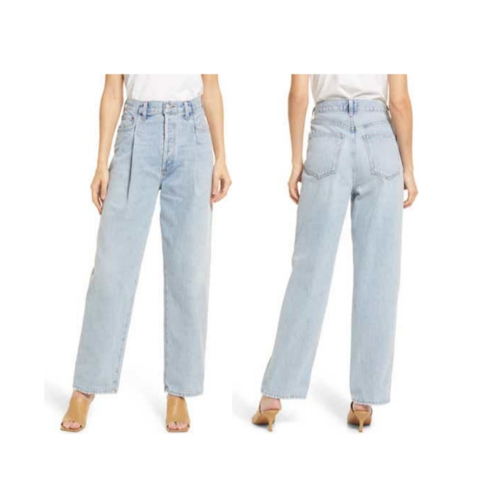 AGOLDE ultra high rise folded waistband relaxed straight leg rigid denim jeans